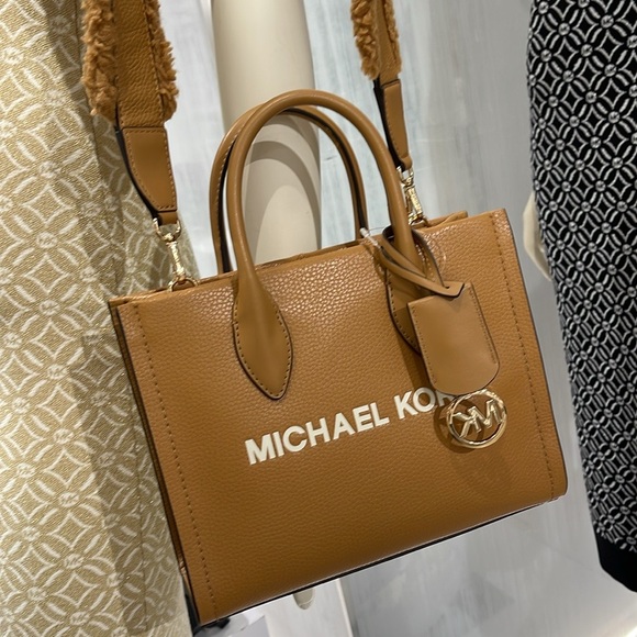 Michael Kors Mirella Small Pebbled Leather Shopper Top Zip Crossbody XBody Bag - Picture 9 of 16